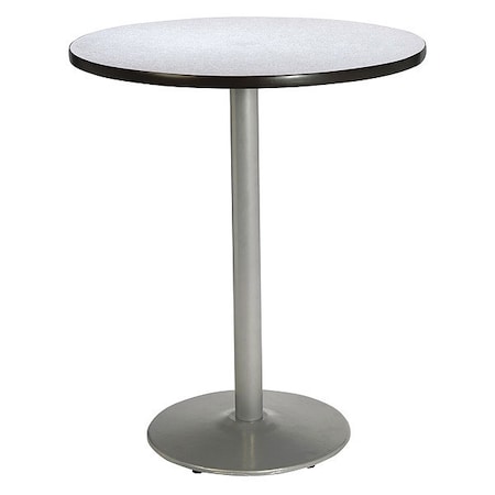 Kfi Round KFI Grey Nebula 42in Breakroom Table with Round Silver Base, Grey Nebula, 42 W, 42 L, 42 H T42RD-B1922SL-38-GYN