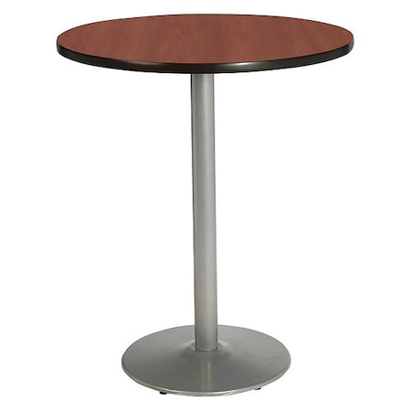 Kfi Round KFI Dark Mahogany 42in Breakroom Table with Round Silver Base, Dark Mahogany, 42 W, 42 L T42RD-B1922SL-38-MH