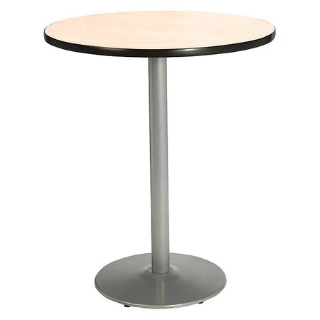 Kfi Round KFI Natural 42in Breakroom Table with Round Silver Base, Natural, 42 W, 42 L, 42 H, Laminate T42RD-B1922SL-38-NA