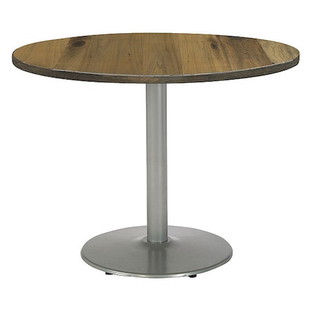 Kfi Round Wood Table, Natural/Silver, 42"Dx29"H, 42" Dia. (Table Top), 22" Dia. (Base) W, Wood Top T42RD-B1922SL-LFT-NA