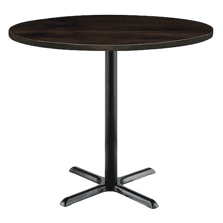 Kfi Round KFI Urban Loft 42" Round Top Breakroom Table, Espresso Finish, Black X Base, Bistro Height T42RD-B2025BK-38-LFT-ES
