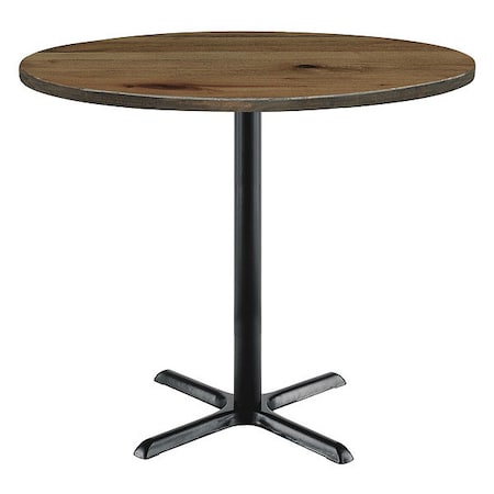 Kfi Round KFI Urban Loft 42" Round Top Breakroom Table, Natural Finish, Black X Base, Bistro Height T42RD-B2025BK-38-LFT-NA