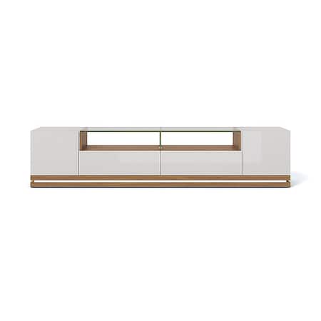 Manhattan Comfort TV Stand, LED Lights, Cream/White 17554