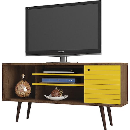 Manhattan Comfort TV Stand, Mid Century, Yellow, 53.14" 200AMC94
