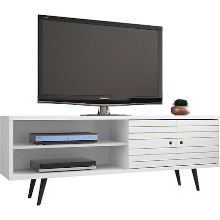 Manhattan Comfort TV Stand, Mid Century, White, 62.99" 201AMC6