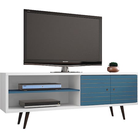 Manhattan Comfort TV Stand, Mid Century, Aqua, 62.99" 201AMC63