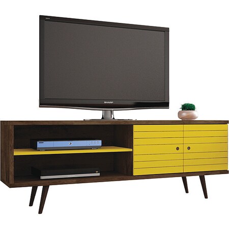 Manhattan Comfort TV Stand, Mid Century, Yellow, 62.99" 201AMC94