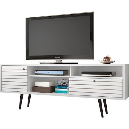Manhattan Comfort TV Stand, Mid Century, White, 70.86" 202AMC6