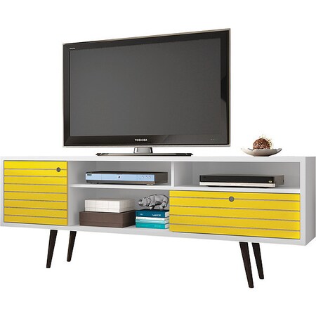 Manhattan Comfort TV Stand, Mid Century, Yellow, 70.86" 202AMC64