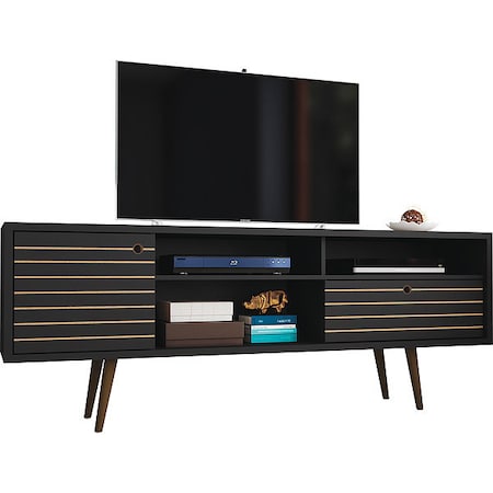 Manhattan Comfort TV Stand, Mid Century, Black, 70.86" 202AMC8