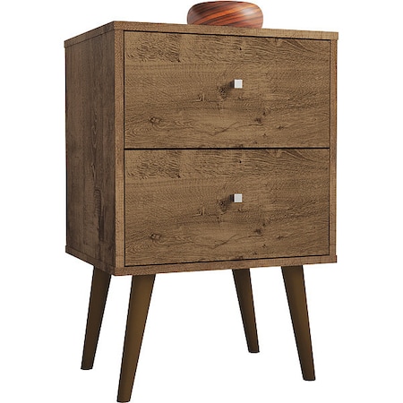 Manhattan Comfort Nightstand, Mid Century, Rustic Brown 204AMC9