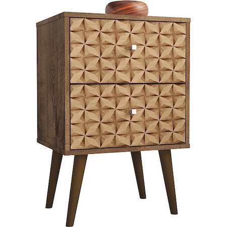 Manhattan Comfort Nightstand, Mid Century, Brown 204AMC97