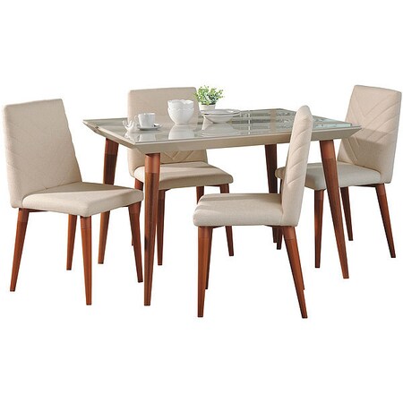 Manhattan Comfort 5-Piece Utopia 47.24" Dining Set, White 2-107352109251