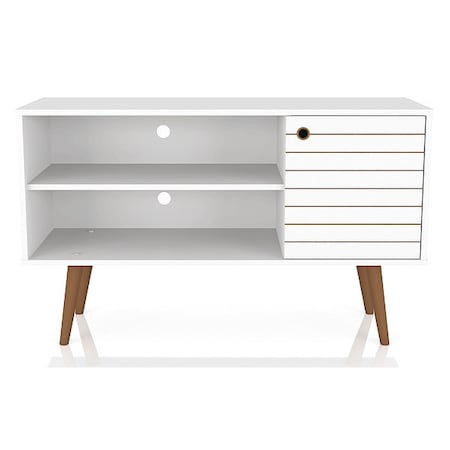 Manhattan Comfort TV Stand, Mid Century, 42.52", White 212BMC6