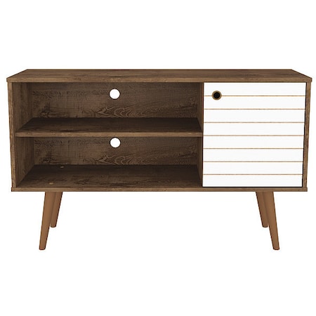 Manhattan Comfort TV Stand, Mid Century, 42.52", White 212BMC96