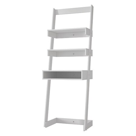 Manhattan Comfort Ladder Desk Ladder Desk, 2 Shelves, White, 17.72" D X 69.69" H, 24.8" W X High Quality MDP, White 21AMC6