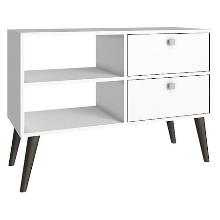 Manhattan Comfort TV Stand, 2 Shelves, White 3AMC129