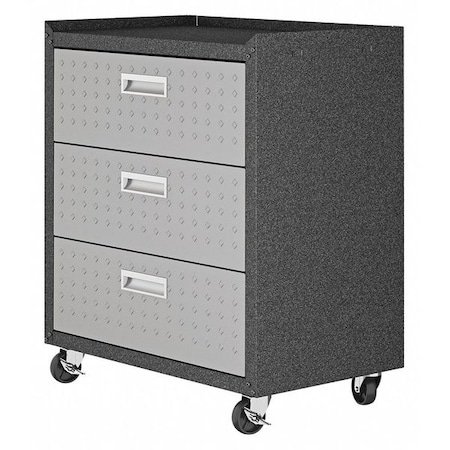 Manhattan Comfort Drawer Mobile Garage Storage Chest, 32.1 in H, Grey, 3 Drawers 4GMCC