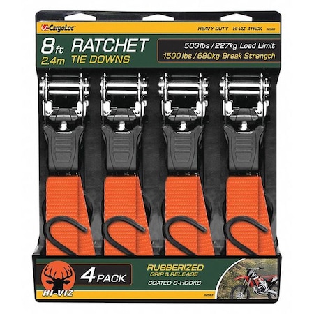 Cargoloc Ratchet Tie Downs, 1" x 8 ft. 32583