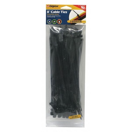 Cargoloc Cable Tie, 8 in L, Black, Nylon, 50 lb Strength 32483