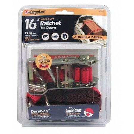 Cargoloc Ratchet Tie Downs, 1-1/2" x 12 ft. 84024