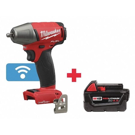 Milwaukee Tool M18 FUEL w/ ONE-KEY 3/8" Compact Impact Wrench w/ Friction Ring + M18 XC 4.0 Battery 2758-20, 48-11-1840