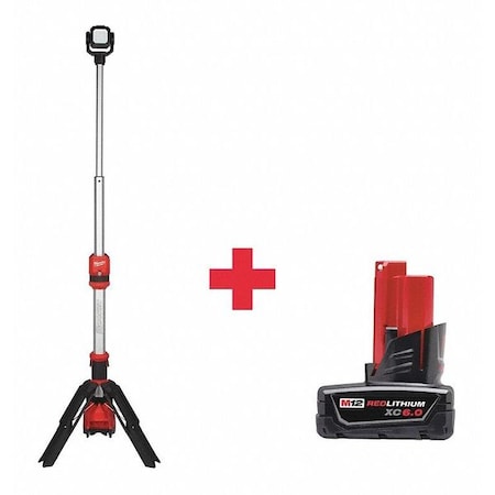 Milwaukee Tool CordlessTripodLight, Battery Incl, 5 3/4"L 2132-20, 48-11-2460