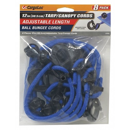 Cargoloc Adjustable Tarp Cords, Blue, 12", 8 pcs. 32556