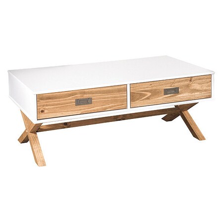 Manhattan Comfort Barclay Rustic Mid-Century Coffee Table, White