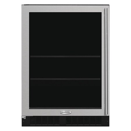 Marvel 24" Beverage Center, stainless steel frame glass door, left hinge