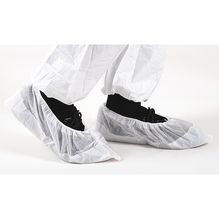 Bioclean Disposable Shoe Covers, Polyethylene, White, Slip Resistant Sole: Yes , Universal S-BDOS