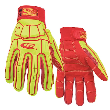 Ringers Gloves Cut Resistant Glove, Yellow/Red, L, PR 168-10