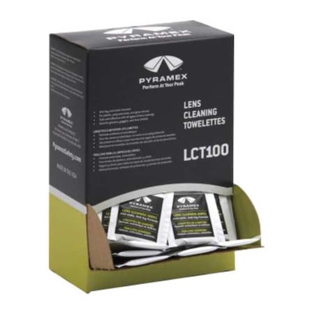 Pyramex Lens Cleaning Tissues, Individually Wrapped, Anti-Fog, Anti-Static, 100 Tissues LCT100