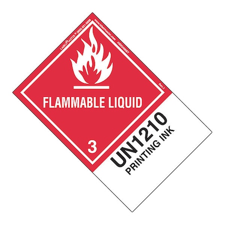 Labelmaster Flammable Liquid Label, UN1210, PK500, HSN3400ET HSN3400ET