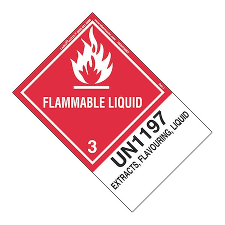Labelmaster Flammable Liquid Label, UN1197, PK500, HSN4700ET HSN4700ETR