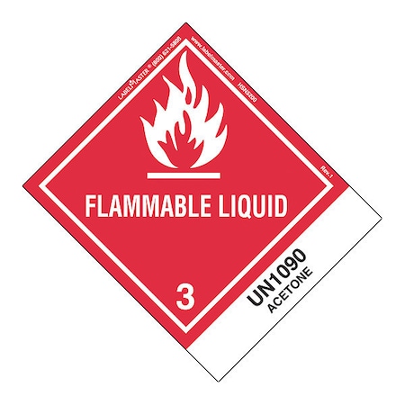 Labelmaster Flammable Liquid Label, UN1090, PK500 HSN5200