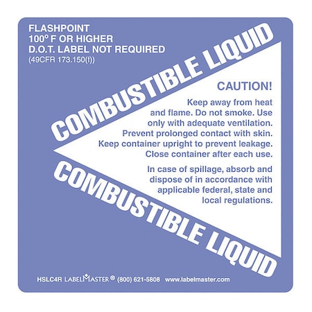 Labelmaster Combustible Liquid Label, PK500 HSLC4R