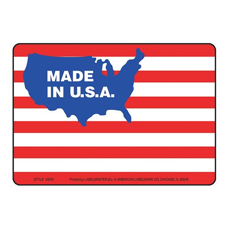 Labelmaster Made in the USA Flag Labels, PK500 USA5