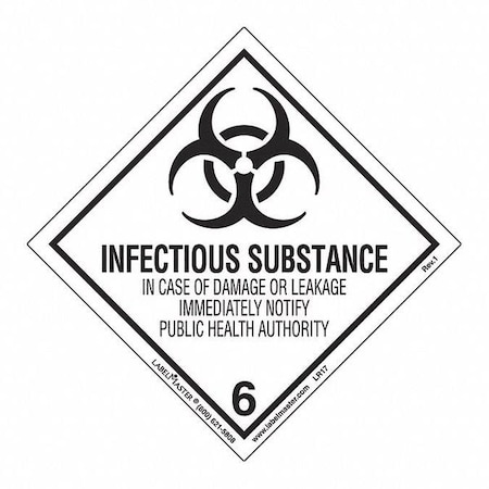 Labelmaster Infectious Substance Label, PK50 LR17S