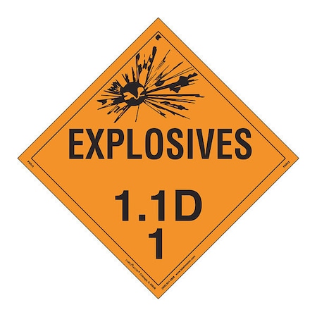 Labelmaster Explosive Class 1.1 D, PK25 PSR43