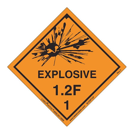 Labelmaster SLEXP12F Explosive 1.2 F Label, Vinyl, Hazmat, 4" x 4" (Pack of 500)