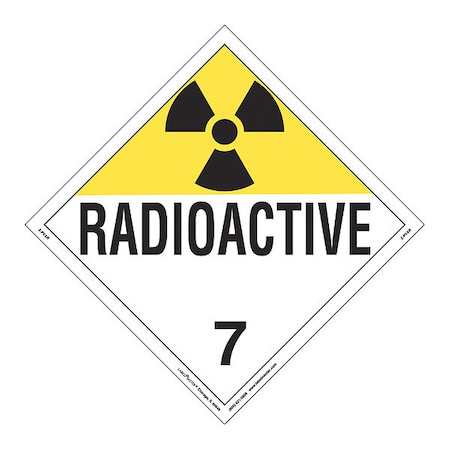 Labelmaster Radioactive Placard, Worded, PK25 Z-PVAR