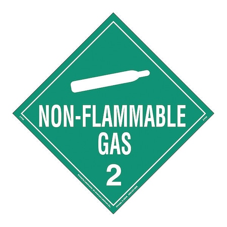 Labelmaster Non-Flammable Gas Placard, Perm Vnyl, PK25 Z-PVN