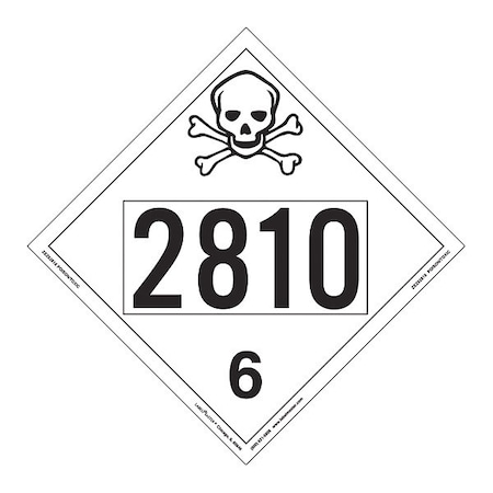 Labelmaster Toxic/Poison Placard, UN 2810, PK25 ZEZ52810