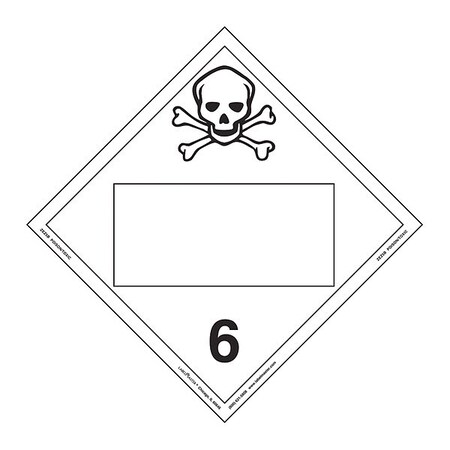 Labelmaster Toxic Placard, Blank, E-Z Remo, PK25 ZEZ5B