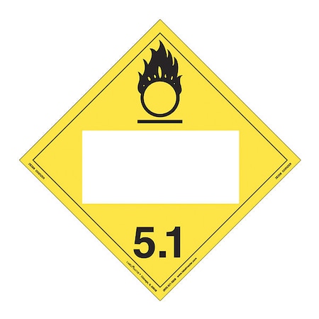 Labelmaster Oxidizer Placard, Blank, E-Z R, PK25 ZEZ6B