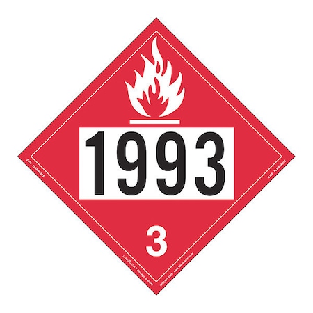 Labelmaster Flammable Liquid Placard, 1993, PK25 Z-IDF