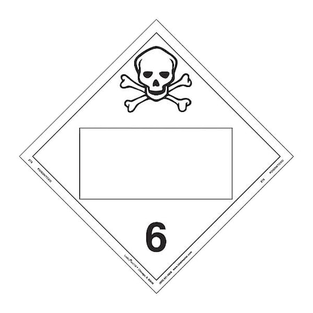 Labelmaster Toxic Placard, Blank, Tagboard, PK25 ZT5