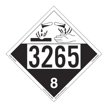 Labelmaster Corrosive Placard, UN 3265, PK25 ZT4-3265