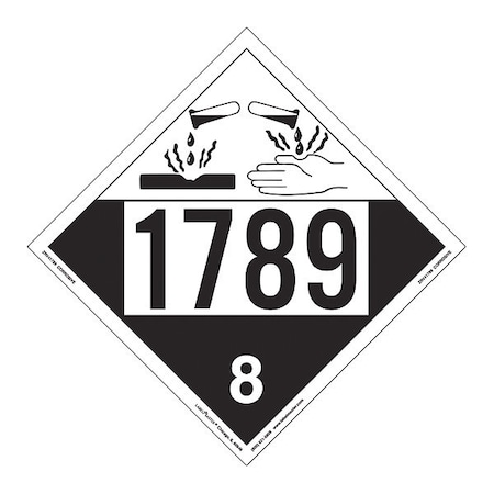 Labelmaster Corrosive Placard, UN 1789, PK25 ZRV41789